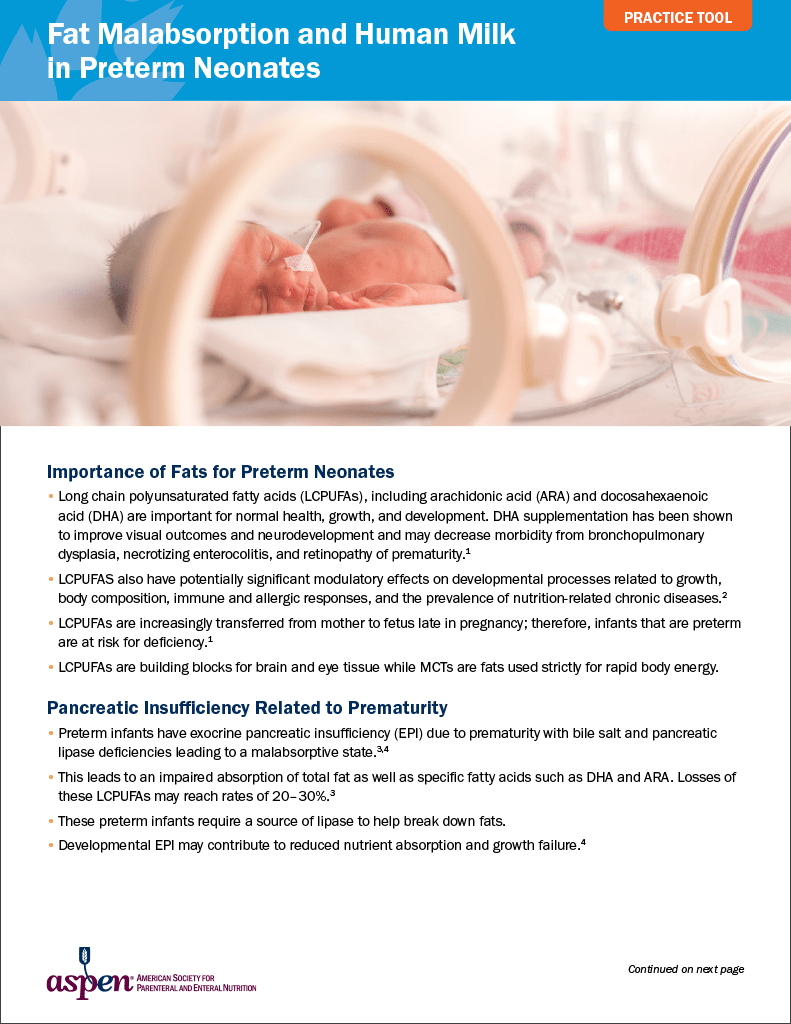 Fat Malabsorption and Human Milk in Preterm Neonates
